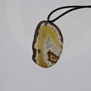 Agate Geode Pendant: The Amber Dendrite