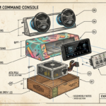 Firefly_Gemini Flash_​A highly detailed, conceptual exploded-view technical illustration of a custom retro 433426